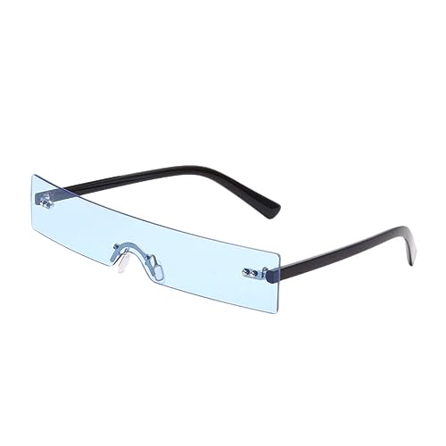 IMIKEYA Vintage Halbrandige Sonnenbrille UV Schutz Rechteckiger Rahmen Unisex Damen Herren Leichte Langlebige Outdoor Brille für Strand Reisen und Alltag Modisches Design Blau von IMIKEYA