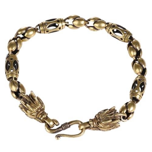 IMIKEYA Vintage Herren Dragon Armband aus Antikem Messing mit Kraftvollem Drachenkopf design Trendiges Komfortables Schmuckstück als Cooler Glücksbringer und Modisches Accessoire für von IMIKEYA