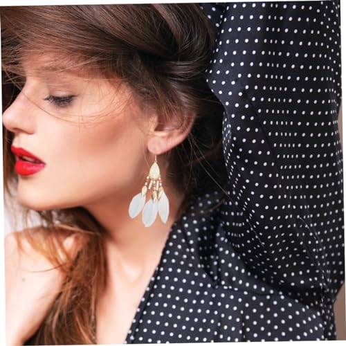 IMIKEYA Vintage Ohrringe für Frauen Lange Tropfen Ohrringe Quasten Design Langlebige Ohrdekoration Weiß Stilvoller Ohrschmuck für Alltag von IMIKEYA