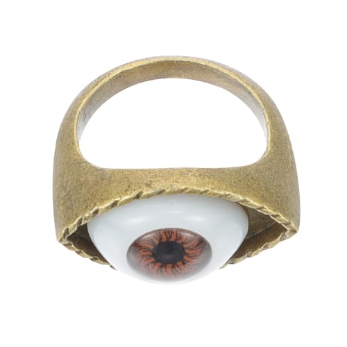 IMIKEYA Vintage Punk Stil Alloy Ring mit Exaggeriertem Augendesign Brauner Finger Schmuck Finger Dekoration für Party und Halloween Unisex Accessoire von IMIKEYA