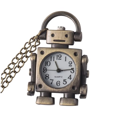 IMIKEYA Vintage Robot Taschenuhr mit Halskette Retro Anhänger Roboterform Robust und Langlebig für Roboterfans Geburtstag und Festivals von IMIKEYA