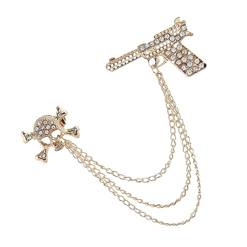 IMIKEYA Vintage Skull Brosche mit Kette und Strass Anstecknadel für Hemdkragen und Anzug Elegantes Accessoire für Herren und Damen für Besondere Anlässe IMIKEYA Vintage Skull Brosche mit Kette und Strass Anstecknadel für Hemdkragen und Anzug Elegantes Accessoire für Herren und Damen für Besondere Anlässe von IMIKEYA