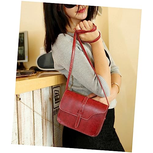 IMIKEYA Vintage Stil Damen Handtasche Kleine Umhängetasche Crossbody Schultertasche Weinrot Elegant Leicht Mit Innenfächern Für Alltag Und Ausgehen von IMIKEYA