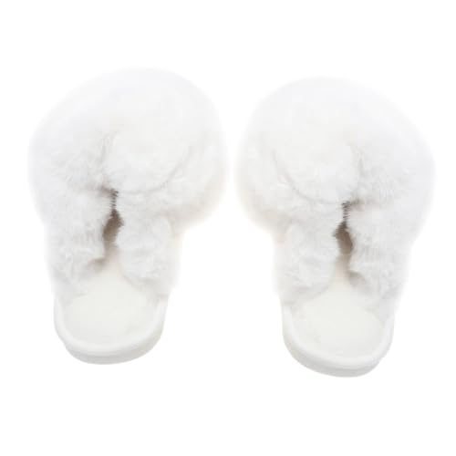 IMIKEYA Warme Damen Hausschuhe Plüsch Pantoffeln Rutschfest Für Innen Außen Herbst Winter Komfortable Haushalts fußbekleidung Weiß von IMIKEYA