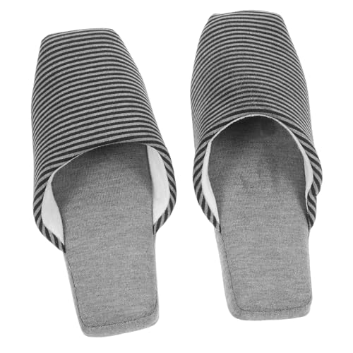 IMIKEYA Warme Gestrickte Hausschuhe für Herren Gestreift Quadratischer Zehenbereich Rutschfeste Weiche Innensohle Komfortable Pantoffeln für Zuhause und Gäste für Holz und Fliesenböden von IMIKEYA