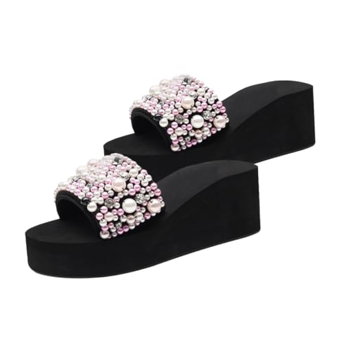 IMIKEYA Wedge Slipper Damen Keilabsatz Sandalen Sommer Strand Pantoffeln mit Perlen Design Rutschfest Dicke Sohle Modisch Angenehm Geeignet für Zuhause Outdoor IMIKEYA Wedge Slipper Damen Keilabsatz Sandalen Sommer Strand Pantoffeln mit Perlen Design Rutschfest Dicke Sohle Modisch Angenehm Geeignet für Zuhause Outdoor von IMIKEYA