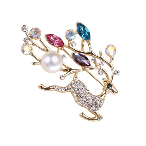 IMIKEYA Fashionschmuck Weihnachtsdekorative Brosche Mit Hirschmotiv Aus Rosegoldenem Legierungsperlenzubehör Für Damen Geeignet Für Anlässe Wie Hochzeit Geburtstag Und Festliche Feiern von IMIKEYA