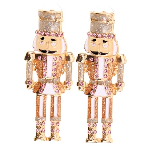 IMIKEYA Weihnachtsohrringe Damen Ohrhänger Nutcracker mit Funkelnden Strasssteinen Festlicher Modeschmuck für Weihnachtsfeiern und Festliche Anlässe von IMIKEYA