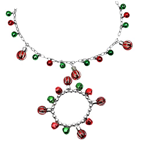 IMIKEYA Weihnachtsschmuck Set Damen Vintage Glocken Halskette Armband Set Festliche Party Schmuck Weihnachten von IMIKEYA