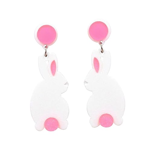 IMIKEYA Weiße Ohrringe mit Kreativem Hasenmotiv Leichte Tier Ohrringe für Damen Modischer Stecker Schmuck Originelle Ohrstecker für Alltag und Party von IMIKEYA