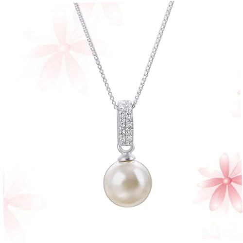 IMIKEYA Sterlingsilber Halskettenanhänger Mit Perle Und Zirkonia Schlüsselbeinschmuck Für Damen Modische Perlenkette von IMIKEYA