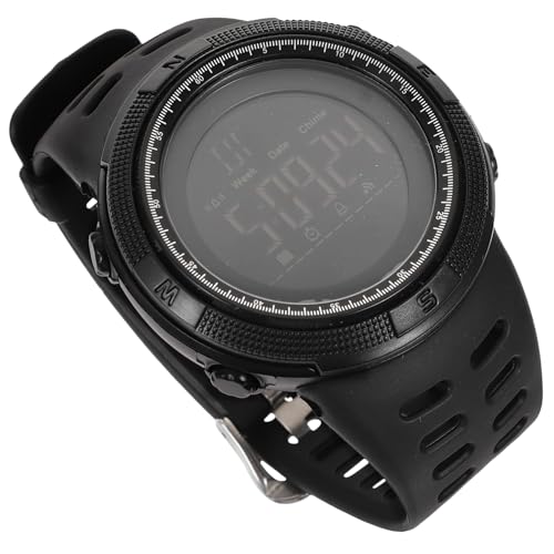 IMIKEYA wasserdichte Outdoor Uhr mit Schrittzähler und Stoppuhrfunktion Große Anzeige Schwimmbeständigkeit Geeignet für Bergsteigen und Sport Schwarzes Robustes Design von IMIKEYA