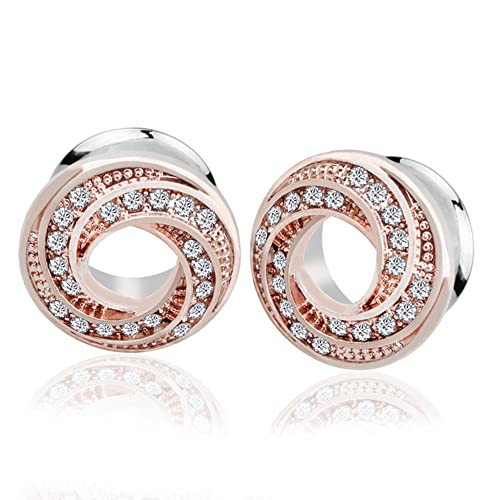 1 Paar Edelstahl Strass Kristall Ohr Tunnel Plugs Gauges Expander CZ Körper Piercing Ohrringe Plug Modeschmuck Geschenke für Frauen Mädchen, Edelstahl, zirkonia von IMINI