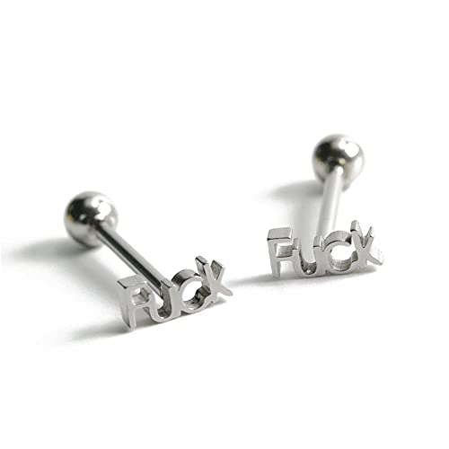 12G Personalisierte Wörter Buchstaben Zunge Nagel Edelstahl Hypoallergen Punk Nippel Lippe Ringe Tragus Nägel Helix Schraube zurück Ohrring Stud Barbell Körperpiercing Schmuck für Frauen Mädchen von IMINI