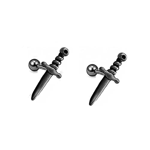 16 g Messer, winzige Knorpel-Tragus-Barbell-Ohrstecker für Damen, Herren, Mädchen, Edelstahl, personalisierbar, Punk, Dolch, Schwert, hypoallergen, Schraubverschluss, Modeschmuck, Geschenke, von IMINI