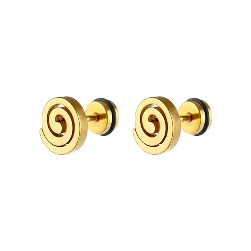 16G Spiral Swirl Screw Back Kleine Ohrstecker für Männer Frauen Punk Minimalistische Geometrische Chirurgenstahl Knorpel Tragus Piercing Sleeper Studs Hypoallergen für Empfindliche Ohren Geschenke, von IMINI