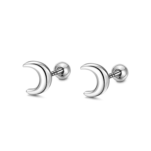 18G Sterling Silber Mond Ohrstecker für Mädchen Damen Kleine Ohrringe Knorpel Helix Ohrringe Hypoallergen von IMINI
