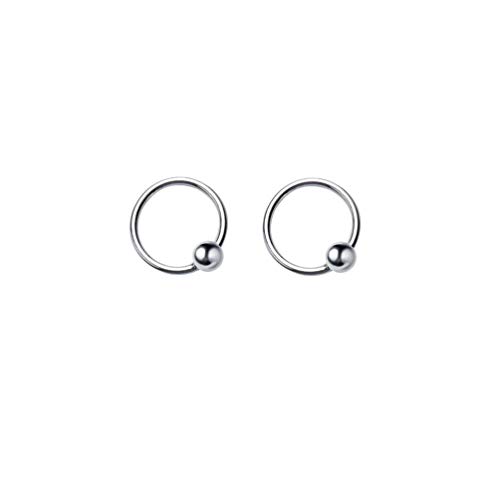 20 g Sterling-Silber Ball Bead Sleeper Kleine Creolen Tragus Knorpel Nasenringe Septum Piercing Huggie Hoops 8 mm 10 mm, Weißgold von IMINI