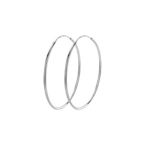 925 Sterling Silber Große Creolen Kreis Endless Huggie Big Hoops Ohrring für Frauen Mädchen Größe 50 mm, Sterling Silber von IMINI