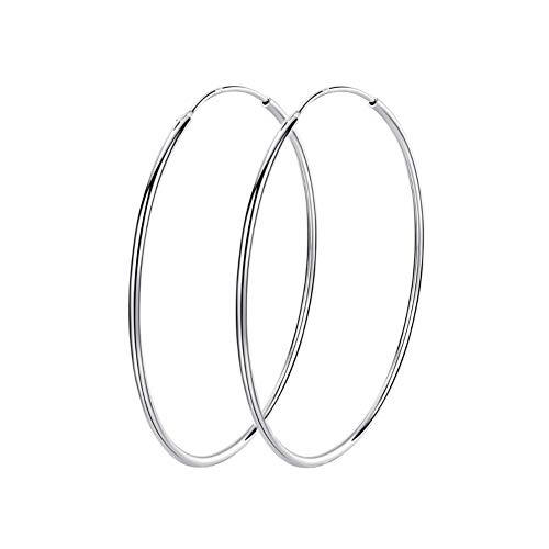 Große Creolen 925 Sterling Silber Kreis Endlos Zierlich Huggie Große Creolen Ohrring für Damen Mädchen Modische Geschenke 80 mm Minimalistischer Schmuck Geschenk von IMINI