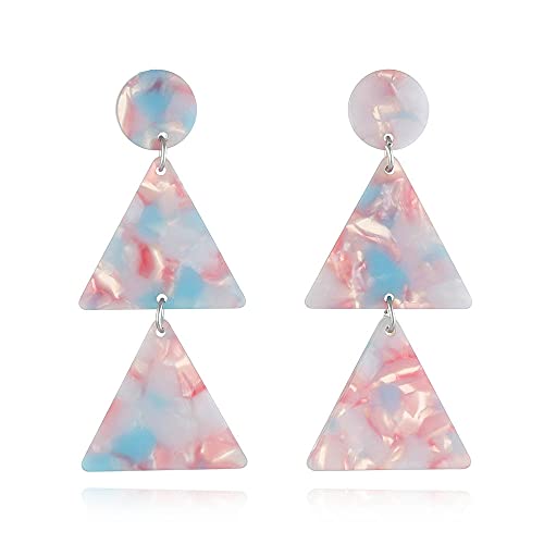 Acryl Trangle Baumeln Ohrringe für Frauen Mädchen Harz Geometrische Einfädler Quaste Ohrstecker Boho Statement Ohrringe von IMINI