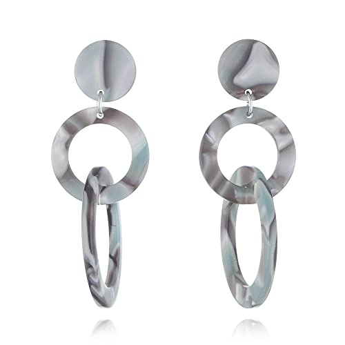 Acryl-Ohrringe für Damen und Mädchen, rund, rund, Kunstharz, geometrische Quaste, baumelnd, hypoallergen, leicht, Retro, Y2K, Party, 70er, 80er, 90er, Schmuck, Geschenke für Schwester, beste Freundin, von IMINI