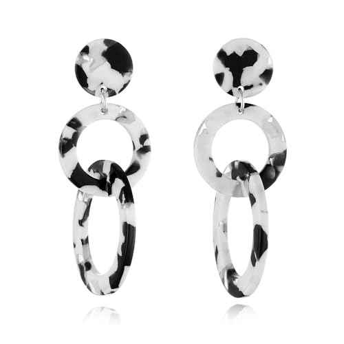 Acryl-Ohrringe für Damen und Mädchen, rund, rund, Kunstharz, geometrische Quaste, baumelnd, hypoallergen, leicht, Retro, Y2K, Party, 70er, 80er, 90er, Schmuck, Geschenke für Schwester, beste Freundin, von IMINI