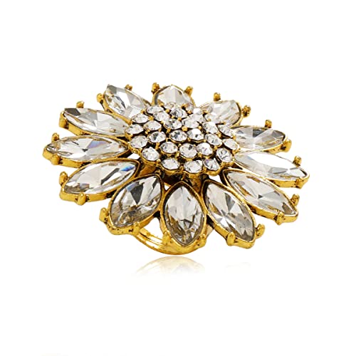 Big Sunflower Boho Exaggerated CZ Statement Ring for Women Girls Adjustable Bohemian Antique Mosaic Crystal Expandable Big Open Wrap Finger Rings Comfort Fit Retro Indian Bollywood Style Jewelry, von IMINI