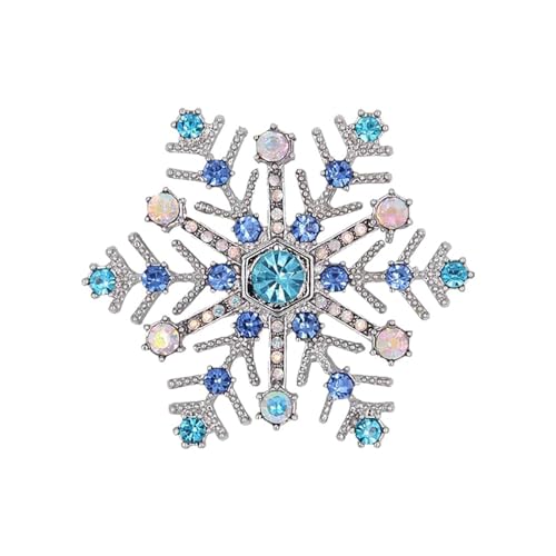Blaue Schneeflocke Brosche Pin für Frauen Mädchen Strass CZ Winter Blume Revers Pins Weihnachtsbrosche Corsage Abzeichen Pin Tuch Kleid Zubehör Schmuck für Weihnachten, Metall, Zirkonia von IMINI