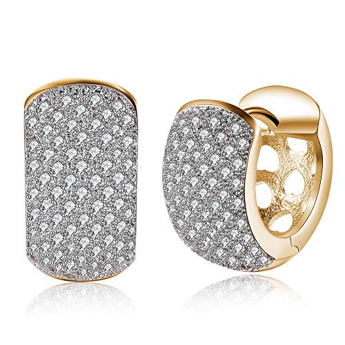 Breite kleine Creolen für Damen Mädchen 14 Karat Gold CZ Mode Zirkonia Huggie Square Cut Hypoallergen von IMINI