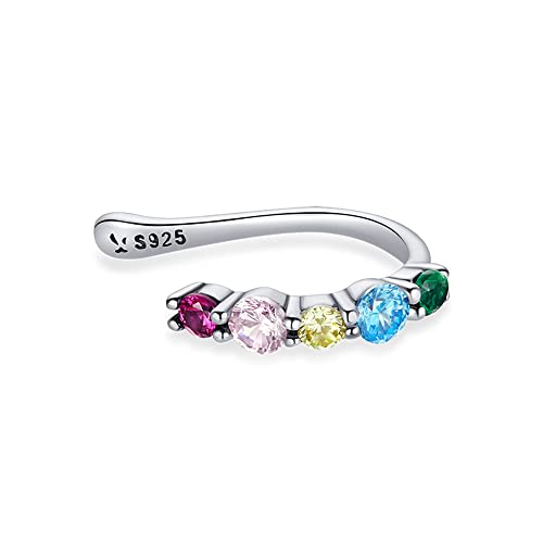 Bunte Kristall Ohrmanschetten Wickel Ohrringe Sterling Silber 925 Zirkonia Regenbogen Strass Knorpel Ohrring Kein Piercing Clip-On für Damen Mädchen von IMINI