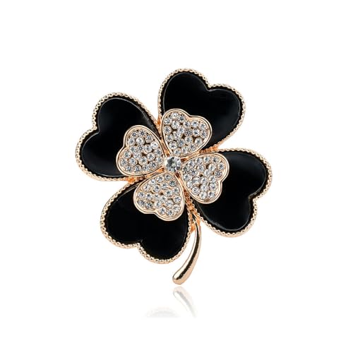 CZ Kleeblatt-Brosche für Damen und Mädchen, Strass, vierblättriges Anstecknadeln, irisches Kleeblatt-Abzeichen, Anstecknadel, Anstecknadel, Stoffkleid, Zubehör für St. Patrick's Day, Metall, Zirkonia von IMINI