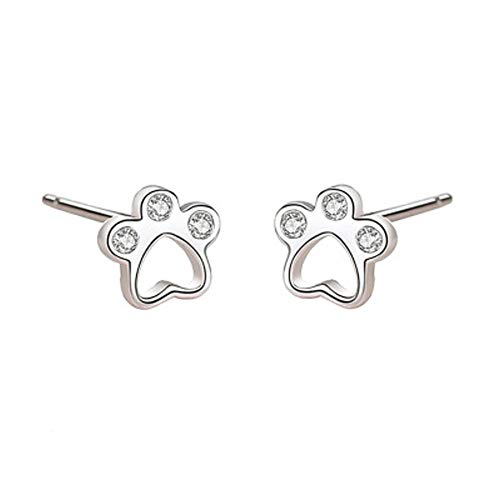 CZ Pfote Ohrringe für Frauen Mädchen S925 Sterling Silber Zirkonia Tiny Stud Tragus Post Pin Niedliche Pfote Katze Welpe Hund Print Ohrringe Hypoallergene Schmuck Geschenk für Haustierliebhaber von IMINI