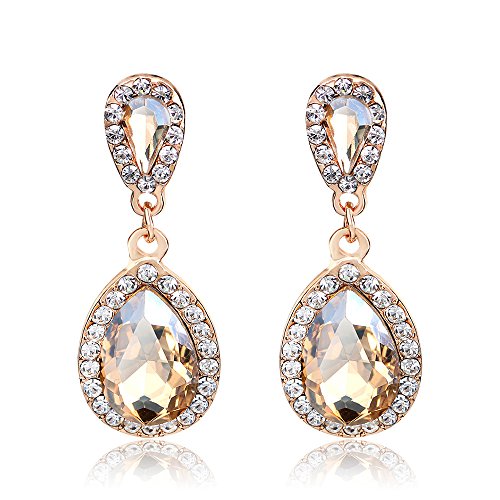 Champagner Vergoldete Tropfenohrringe für Frauen Mädchen Eleganter Diamant CZ Bohemian Statement Ohrringe Drop Studs Modeschmuck Schmuck Geschenke von IMINI