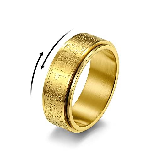 Christian Jesus Christus Herr Gebet Rotierender Stressabbau Spinner Fidget Band Ringe für Männer Frauen Mädchen für Angst Finger drehen frei Edelstahl Versprechen Paar Ring Geburtstag, Metall, Neu, von IMINI