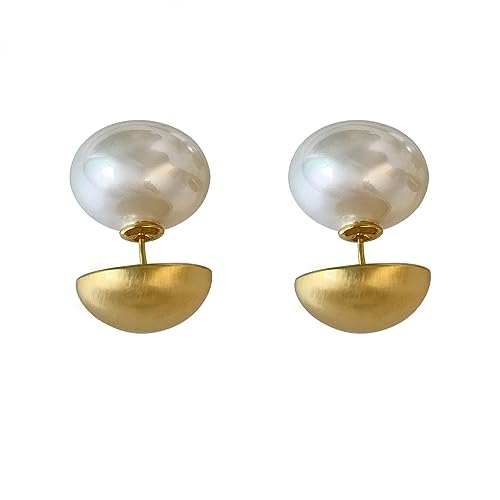 Doppelseitige Ohrstecker vorne und hinten, halbe Kugel, matt, Kunstperlen, Knorpel, Ohrstecker, 2-in-1-Ohrring, Modeschmuck, Geschenke, Party, Geburtstag, Metall, Perle von IMINI