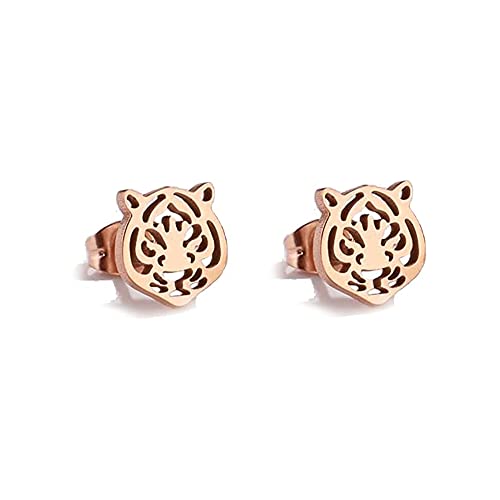 Einfache Tigerkopf-Ohrstecker, Edelstahl, für Damen, Teenager, Mädchen, hohl, Tierknorpel, Piercing, hypoallergen, Schmuck, Geschenke, Edelstahl, Neu von IMINI