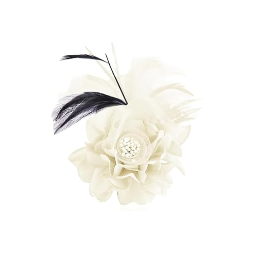 Elegante Blumen-Brosche für Damen, Feder, Hochzeit, Party, Tanz, Bankett, Kopfschmuck, Haarnadeln für Damen, Blumen-Haarspange, Hut, Revers, Schal, Vintage, Zirkonia, Schmuck, Geschenke, Feier, von IMINI