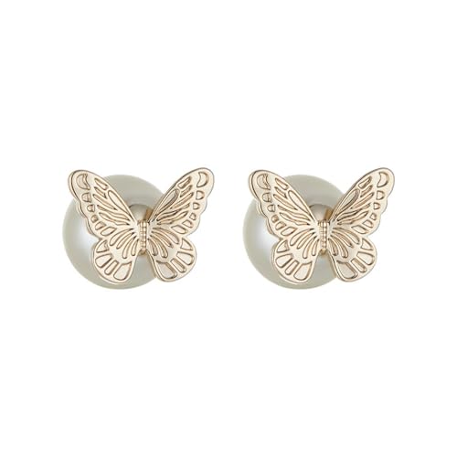 Elegante Perlen Schmetterlings Ohrjacken Ohrringe für Frauen 925 Sterling Silber Stifte Goldene Schmetterlings Ohrstecker Knorpel Piercing Hochzeits Ohrstecker Zierlicher Ohrschmuck von IMINI