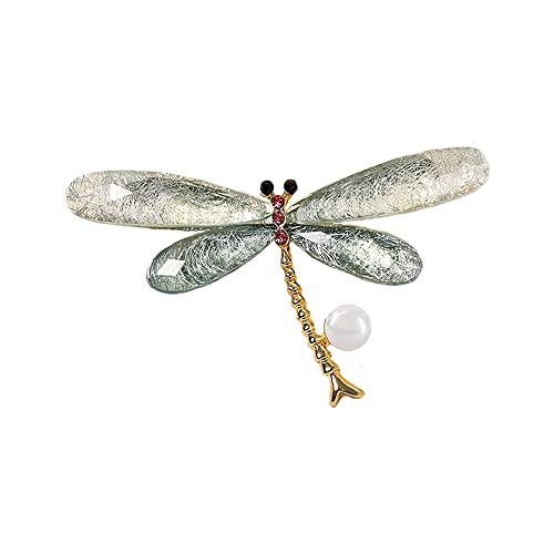 Exquisite Libelle Brosche Pin für Frauen Mädchen Zirkonia Kristall Süßwasserperle Revers Jacken Abzeichen Broschen Pins Weihnachten Hochzeit Schmuck, Metall, Perle von IMINI