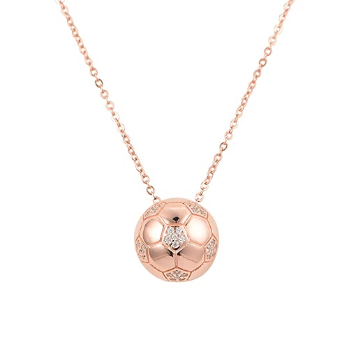 Fußball Anhänger Halskette für Frauen Mädchen Minimalistisch Personalisierte Einstellbare Fußball Anhänger Choker Kubik Zirkonia Link Kette Zarte Mode Fußball Schmuck Geschenke (Roségold) von IMINI