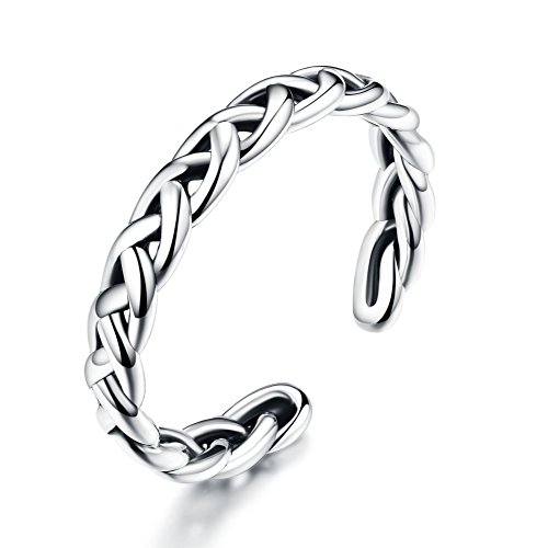 Geflochtene keltische Liebe Knoten Vintage Ringe 925 Sterling Silber Twisted Ring offen Anweisung Band für Frauen Mädchen Männer von IMINI