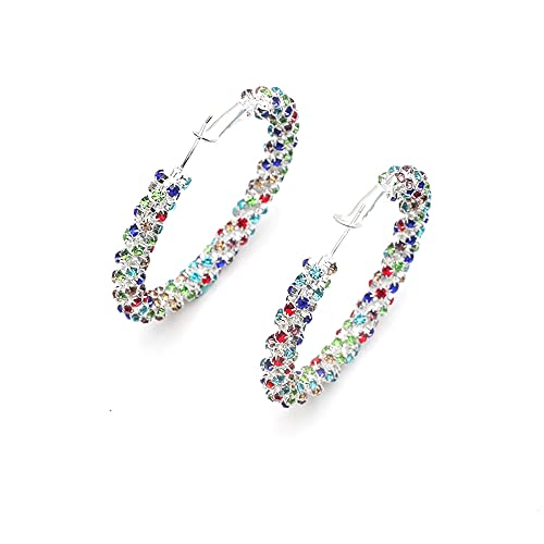 Glänzende große Creolen für Frauen Mädchen Boho Strass Big Wrapped Hoops Dangle Huggie Ohrring Leicht Bequem Funkeln Hochzeit Weihnachten Geburtstag Schmuck Geschenke 50 mm von IMINI