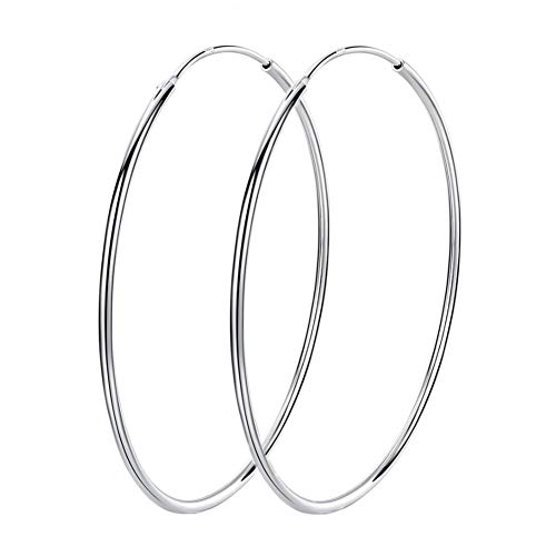 90 mm Große Creolen S925 Sterling Silber Kreis Endless Huggie Big Creolen Ohrring für Frauen Mädchen von IMINI