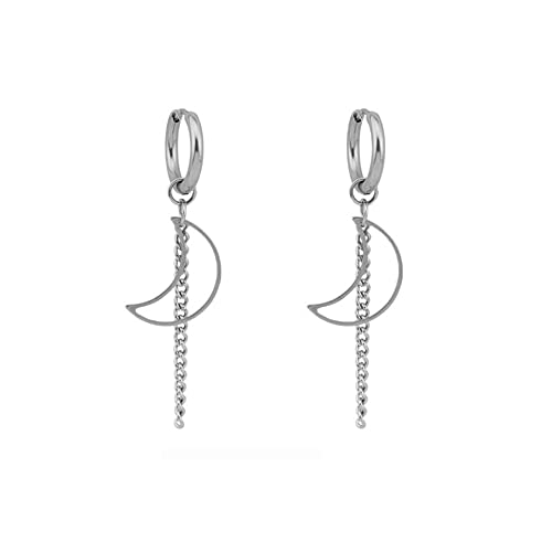 Halbmond Quaste Kette baumeln Tropfen Huggie Creolen für Damen Mädchen Herren 316 Chirurgenstahl Cool Dangle Minimalistisch Klein Hoop Knorpel Mode Einzigartige BTS Fans Schmuck Geschenk Geburtstag von IMINI