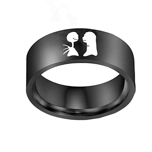 His Sally Her Jack Promise Couple Matching Ring Edelstahl Verlobung Ehering Mode Moonlit Confession Schmuck Geschenke Freund Mädchenfeiend Valentinstag Jahrestag Weihnachten, 7, Metall, Neu von IMINI