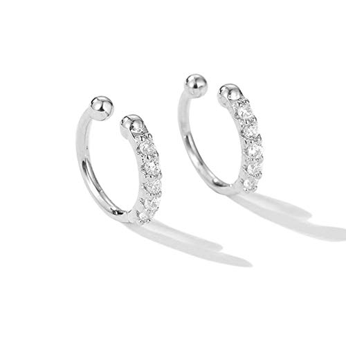 Ohrmanschette Clip On Fake CZ Verstellbare Ohrringe Kleine Reifen Huggies Sterling Silber Zirkonia Kein Piercing Knorpel Ohrring für Frauen Mädchen Hypoallergene Huggie Reifen 10mm Geschenke von IMINI