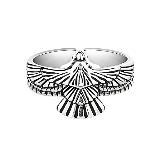 IMINI Adler-Ring, Vintage, Statement-Feder, Falke, verstellbare offene Ringe, cooler Vogel, Hip-Hop, fliegender Adler, Knöchel, Mittelfinger, Schmuck, trendiger nordischer Wikinger-Ring, Geschenk für von IMINI