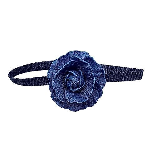 IMINI Blaue Rosen-Blumen-Choker-Halskette für Damen und Mädchen, blaue Samt-Halsband-Halskette, Boho-Blumen-Kamelien-Blumen-Choker für Braut, Sommer-Halsketten, Hochzeits-Party-Zubehör, S, Stoff, Neu von IMINI