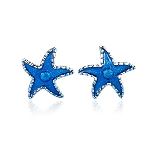 IMINI Blaue Seestern Ohrringe Sterling Silber für Damen Mädchen Niedliche Stern Ohrstecker Knorpel-Piercing-Pfosten Hypoallergener Ohrschmuck von IMINI